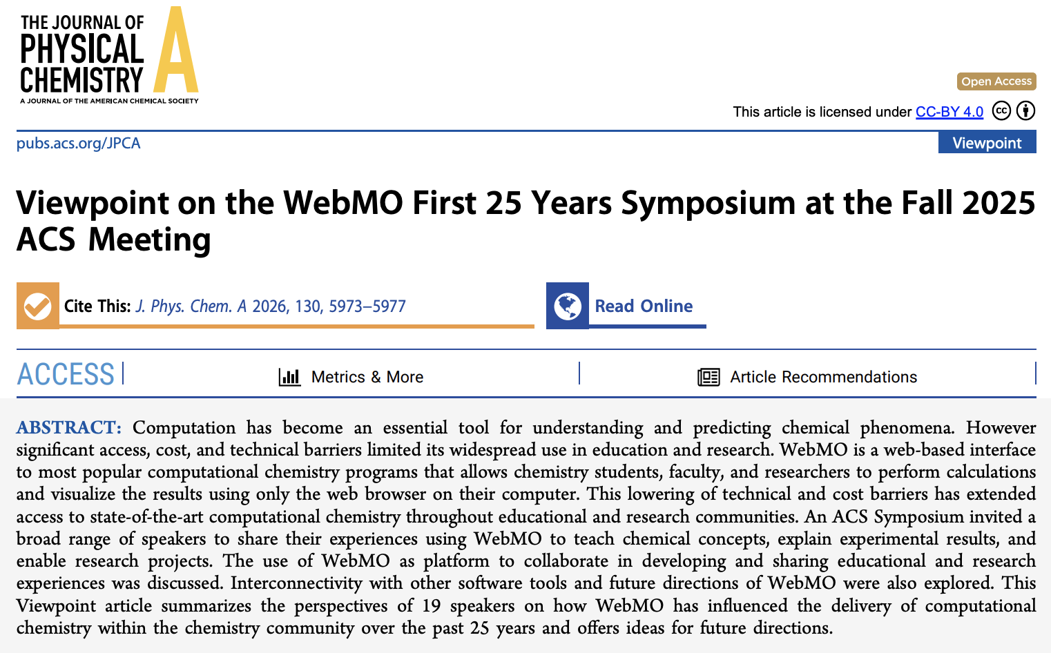 WebMO ACS Symposium