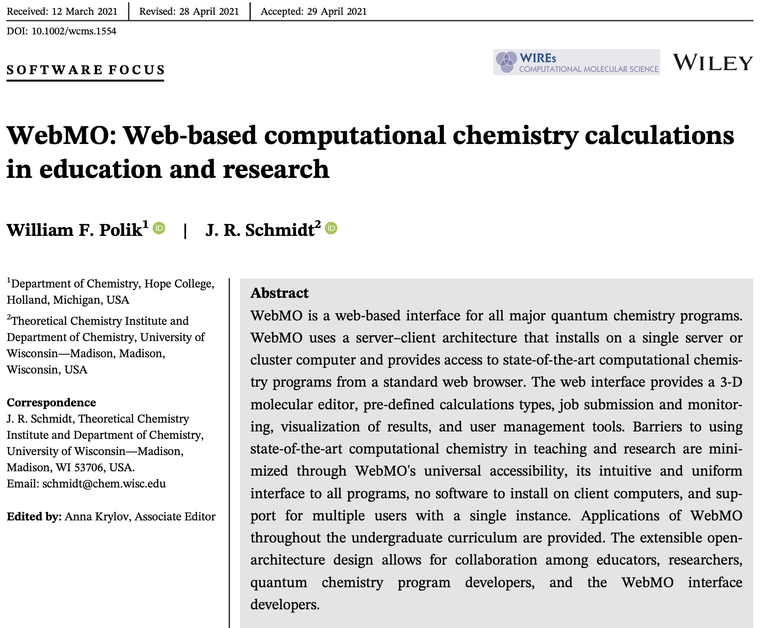 WebMO WIREs article