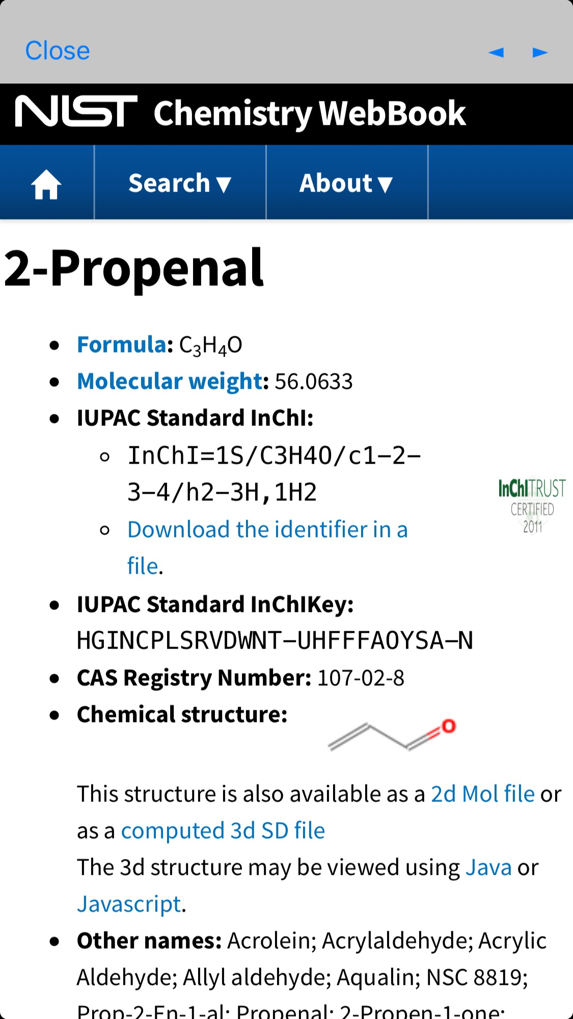 NIST webBook